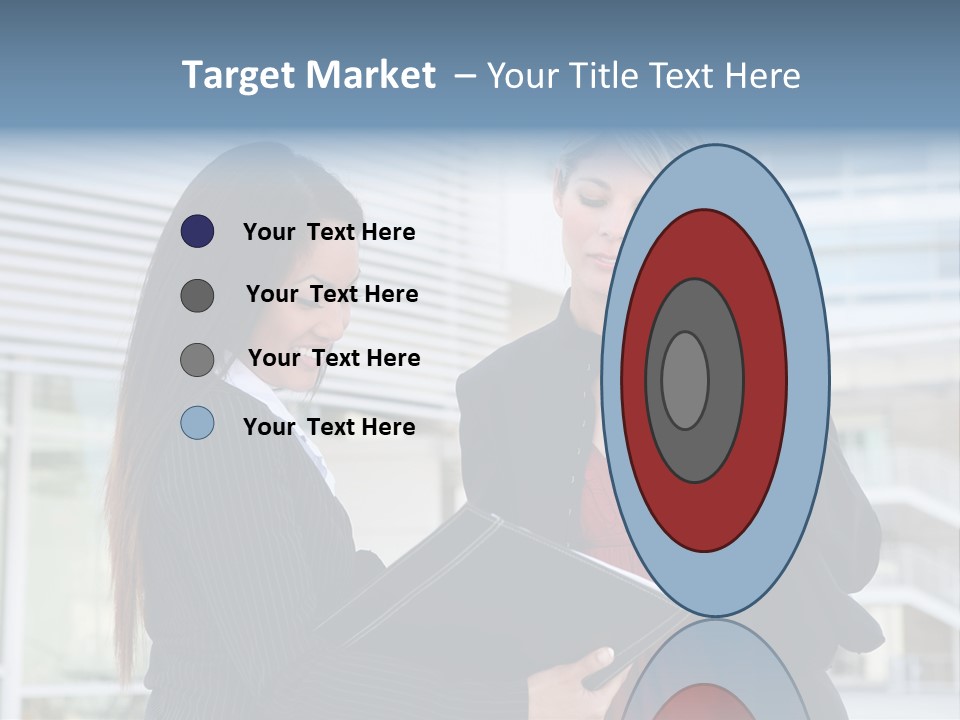 Two Women In Business Attire Looking At A Cell Phone PowerPoint Template