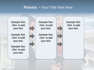 Two Women In Business Attire Looking At A Cell Phone PowerPoint Template