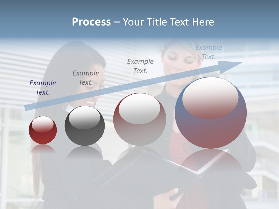 Two Women In Business Attire Looking At A Cell Phone PowerPoint Template