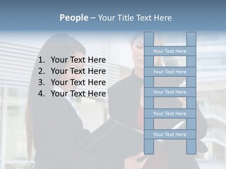 Two Women In Business Attire Looking At A Cell Phone PowerPoint Template