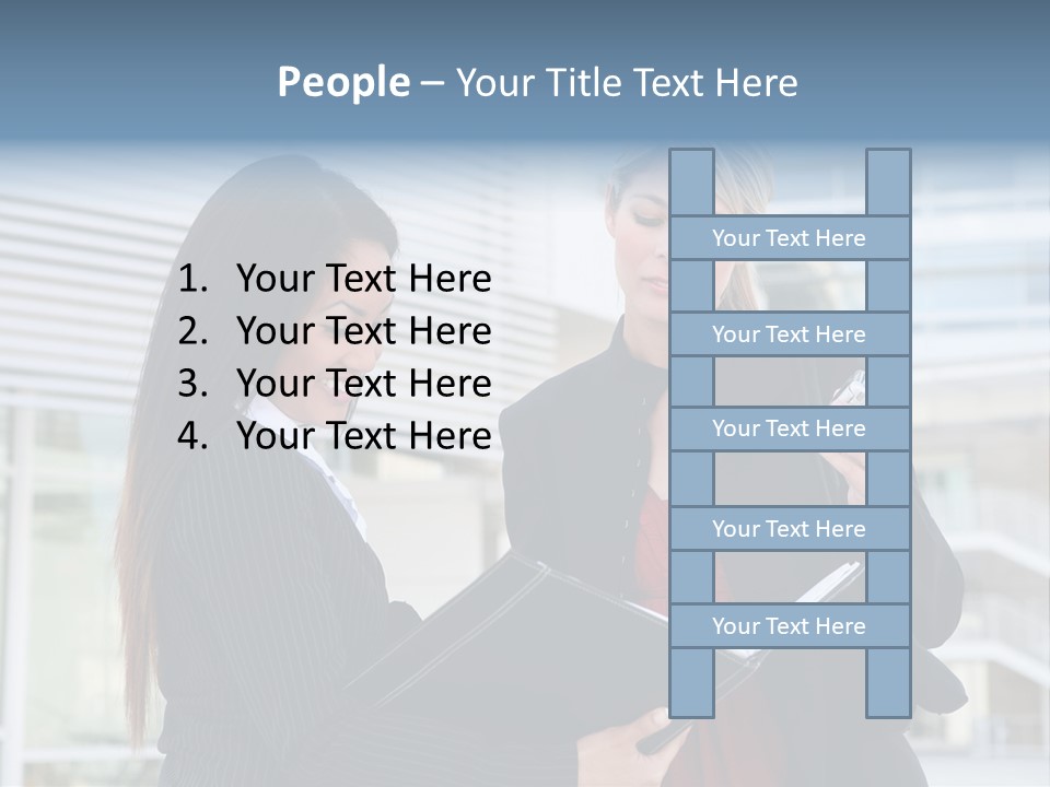Two Women In Business Attire Looking At A Cell Phone PowerPoint Template