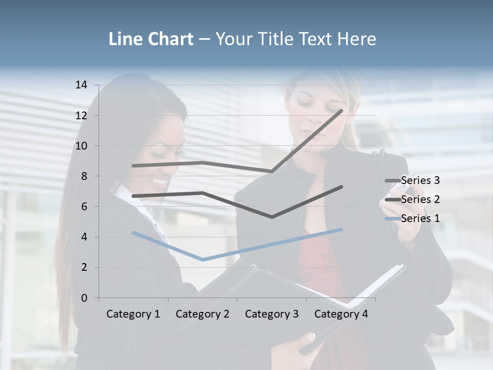 Two Women In Business Attire Looking At A Cell Phone PowerPoint Template