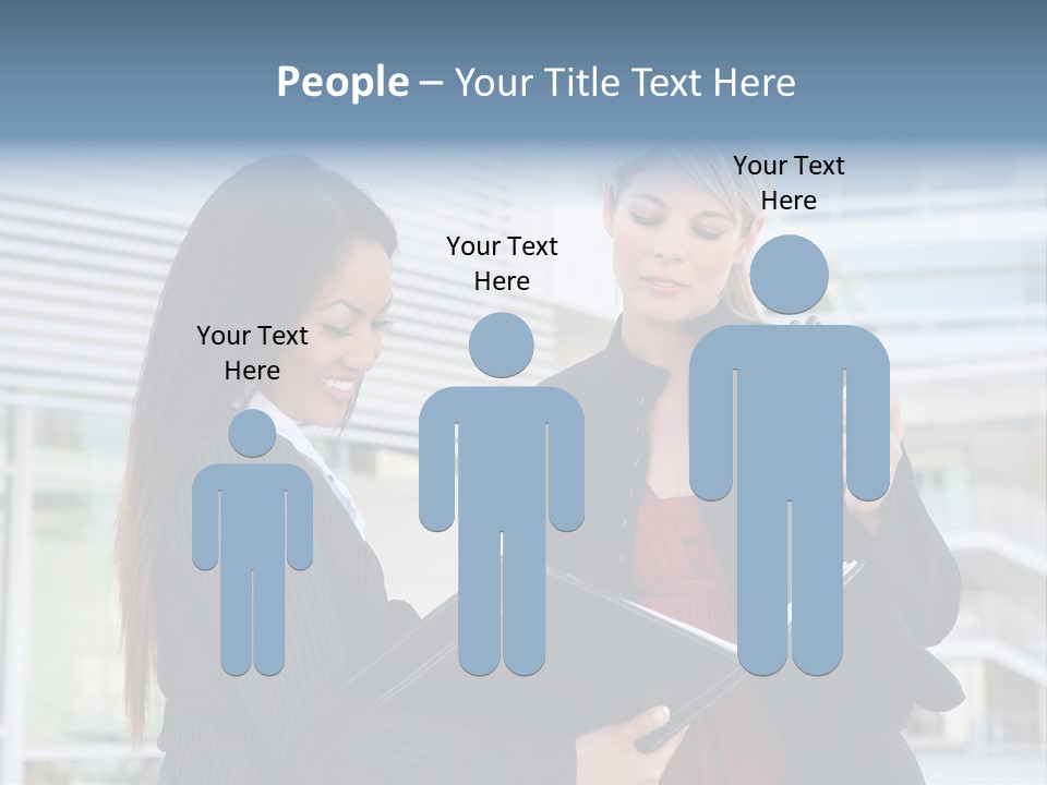 Two Women In Business Attire Looking At A Cell Phone PowerPoint Template