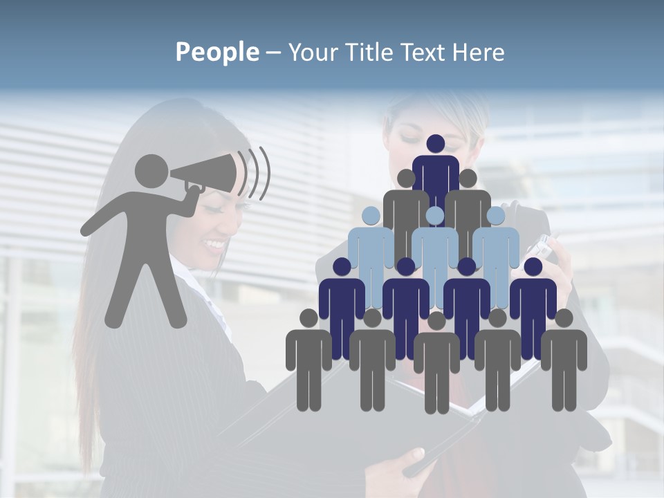 Two Women In Business Attire Looking At A Cell Phone PowerPoint Template