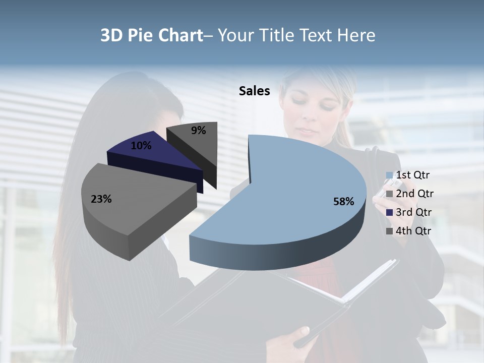 Two Women In Business Attire Looking At A Cell Phone PowerPoint Template