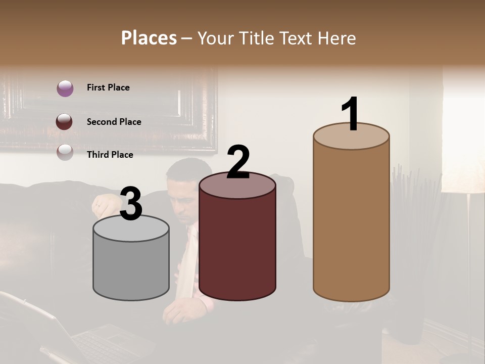 A Man Sitting On A Couch In A Living Room PowerPoint Template