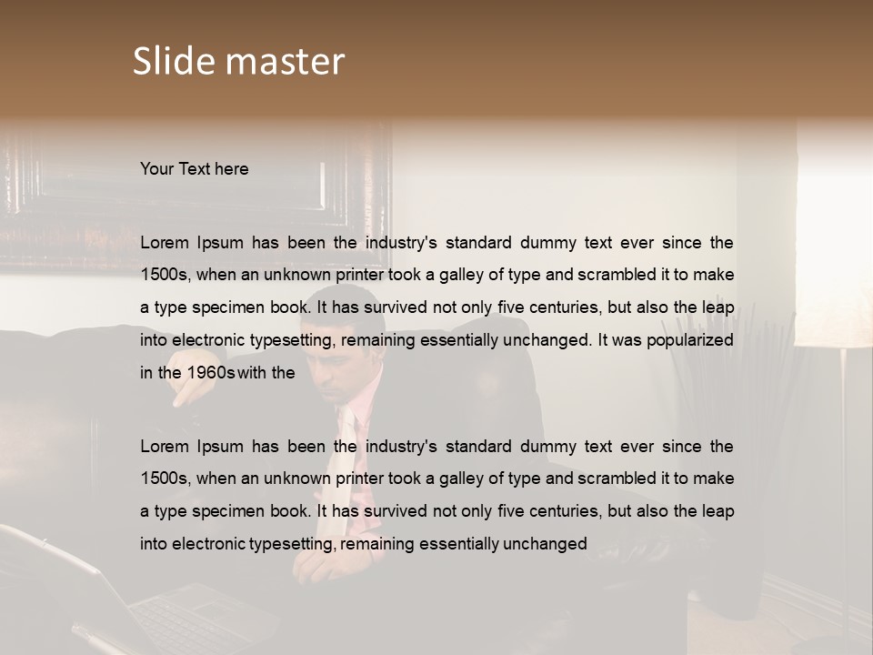 A Man Sitting On A Couch In A Living Room PowerPoint Template