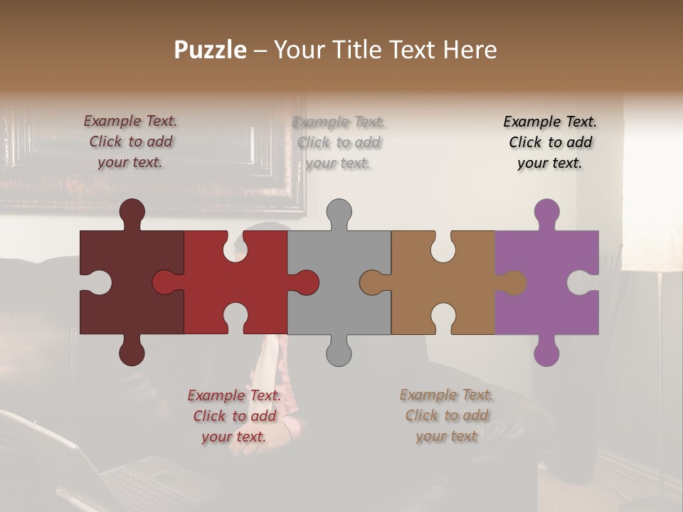 A Man Sitting On A Couch In A Living Room PowerPoint Template