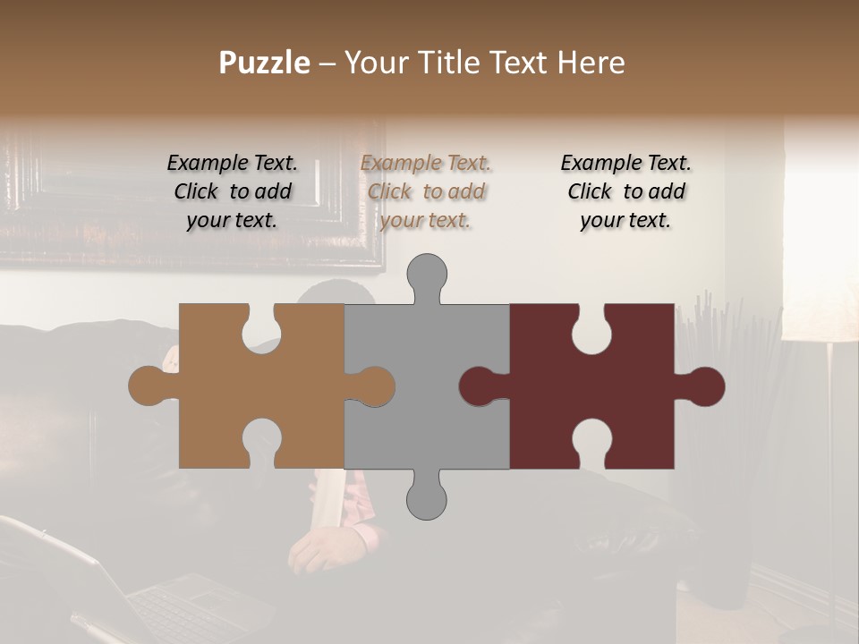 A Man Sitting On A Couch In A Living Room PowerPoint Template