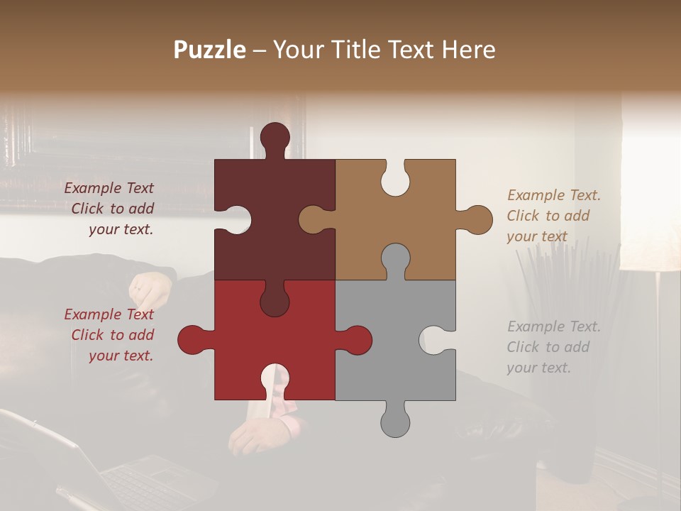 A Man Sitting On A Couch In A Living Room PowerPoint Template