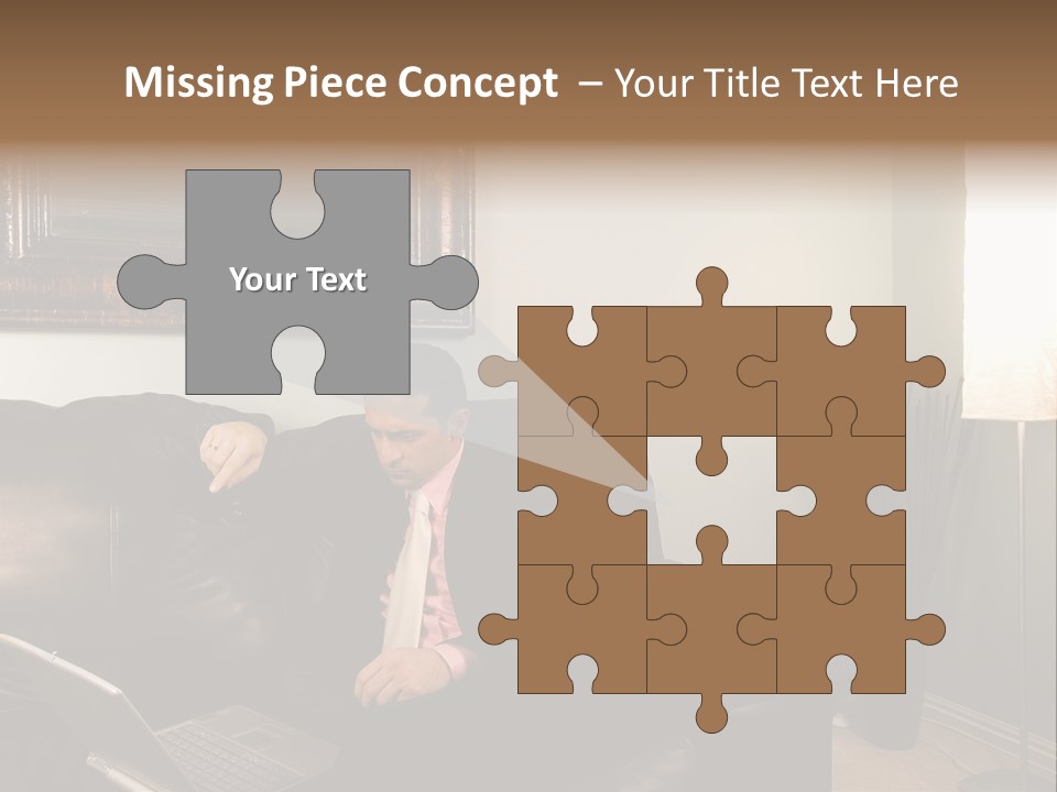 A Man Sitting On A Couch In A Living Room PowerPoint Template