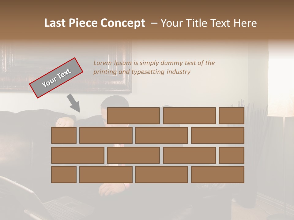 A Man Sitting On A Couch In A Living Room PowerPoint Template