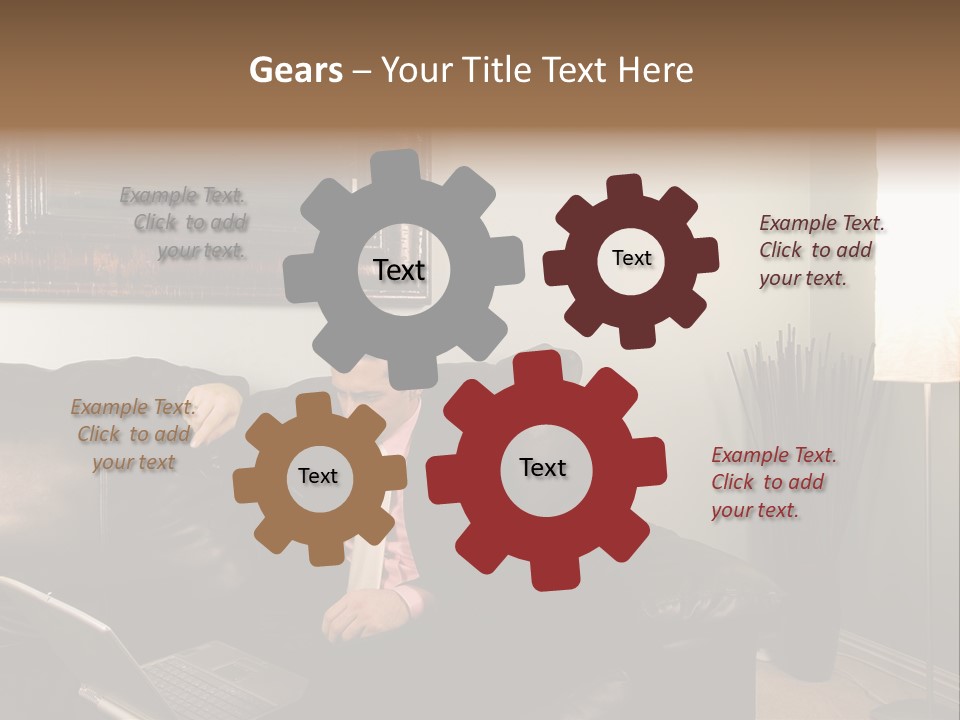 A Man Sitting On A Couch In A Living Room PowerPoint Template