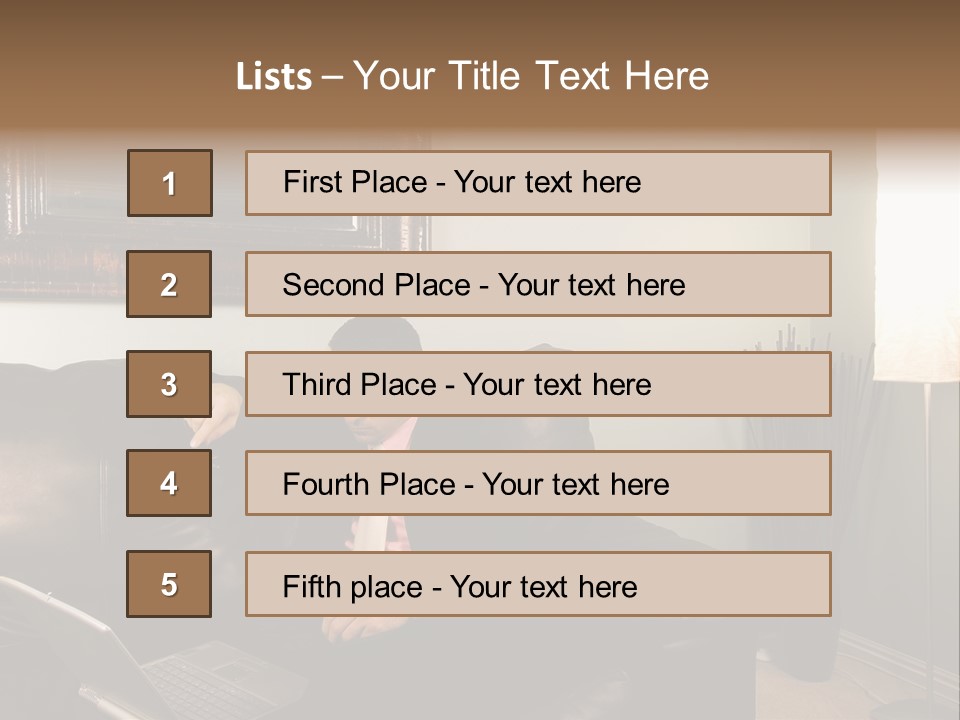 A Man Sitting On A Couch In A Living Room PowerPoint Template