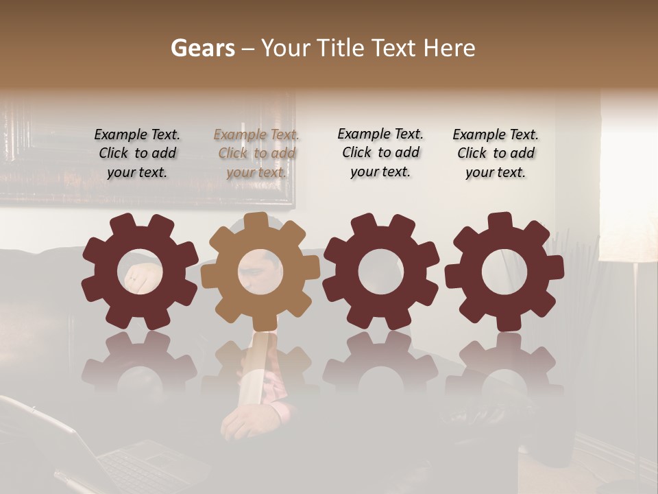 A Man Sitting On A Couch In A Living Room PowerPoint Template