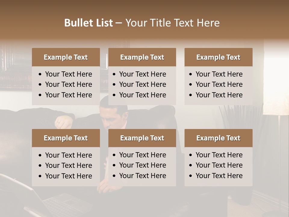 A Man Sitting On A Couch In A Living Room PowerPoint Template