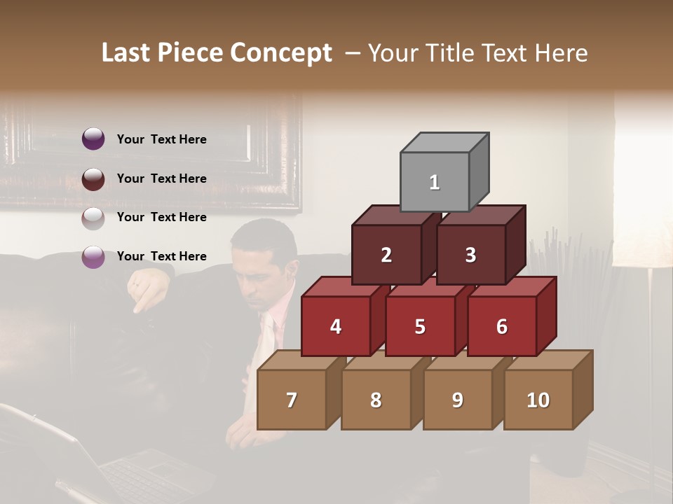 A Man Sitting On A Couch In A Living Room PowerPoint Template