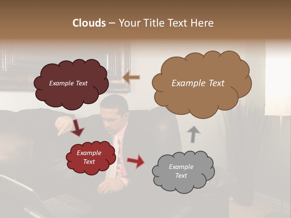 A Man Sitting On A Couch In A Living Room PowerPoint Template
