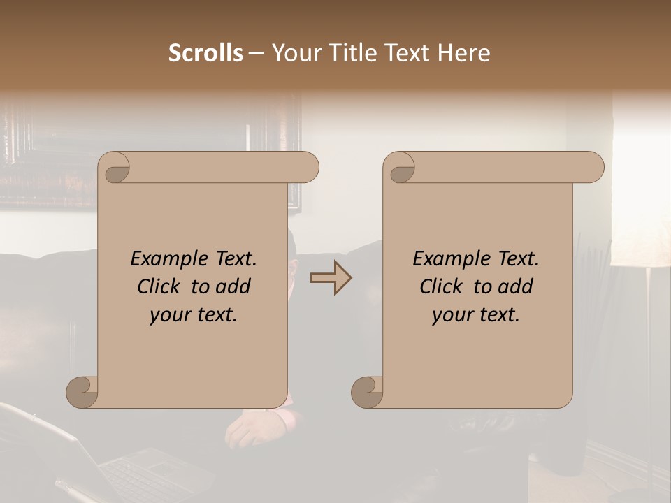 A Man Sitting On A Couch In A Living Room PowerPoint Template