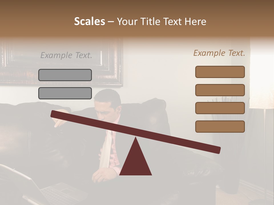 A Man Sitting On A Couch In A Living Room PowerPoint Template