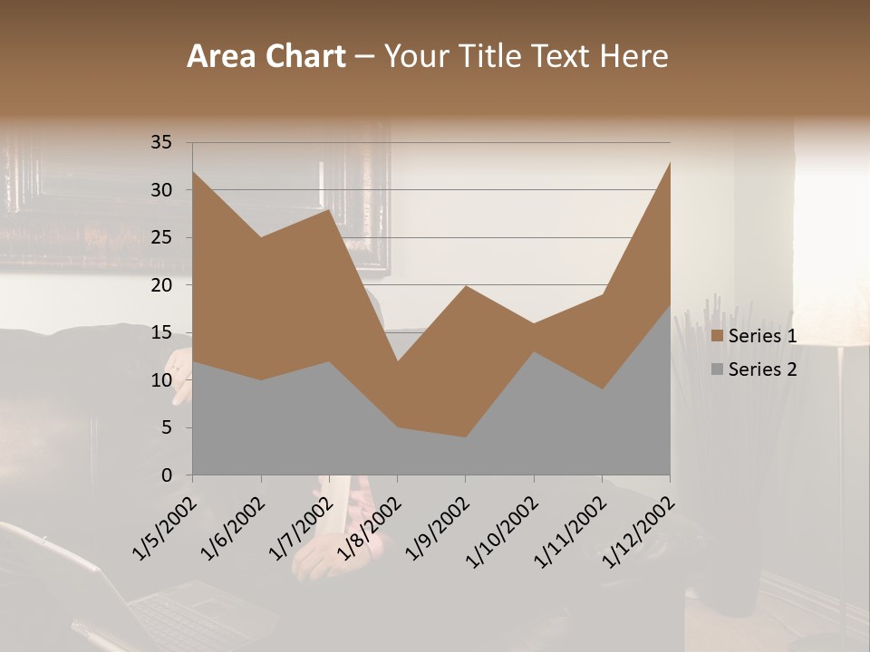 A Man Sitting On A Couch In A Living Room PowerPoint Template