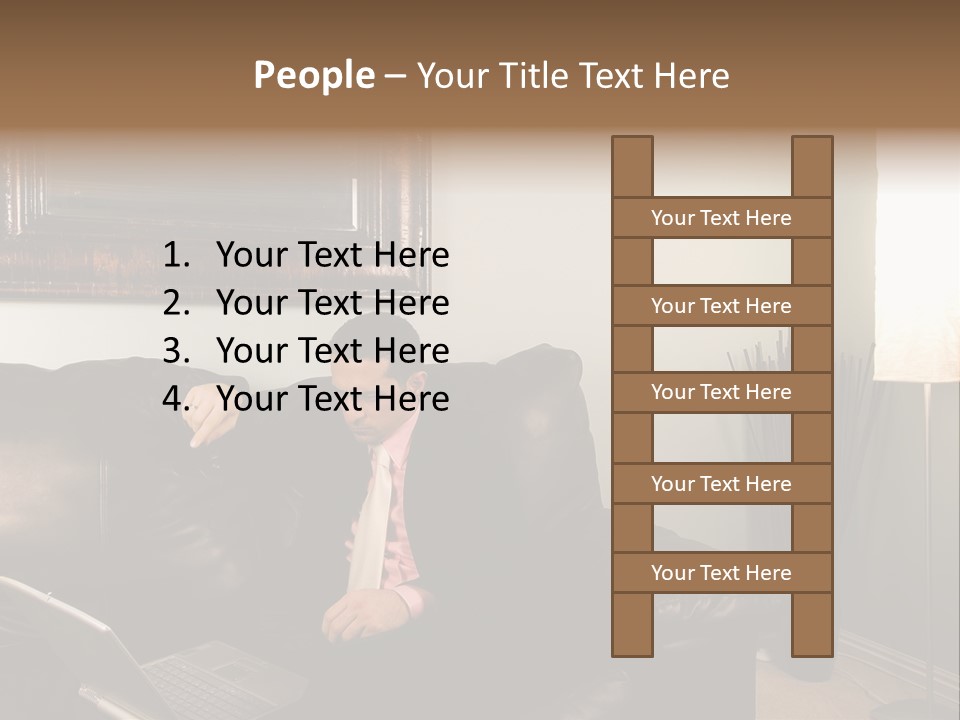 A Man Sitting On A Couch In A Living Room PowerPoint Template