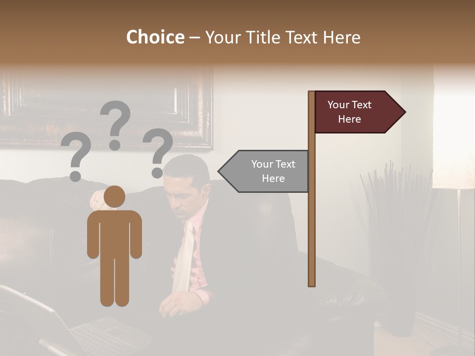 A Man Sitting On A Couch In A Living Room PowerPoint Template