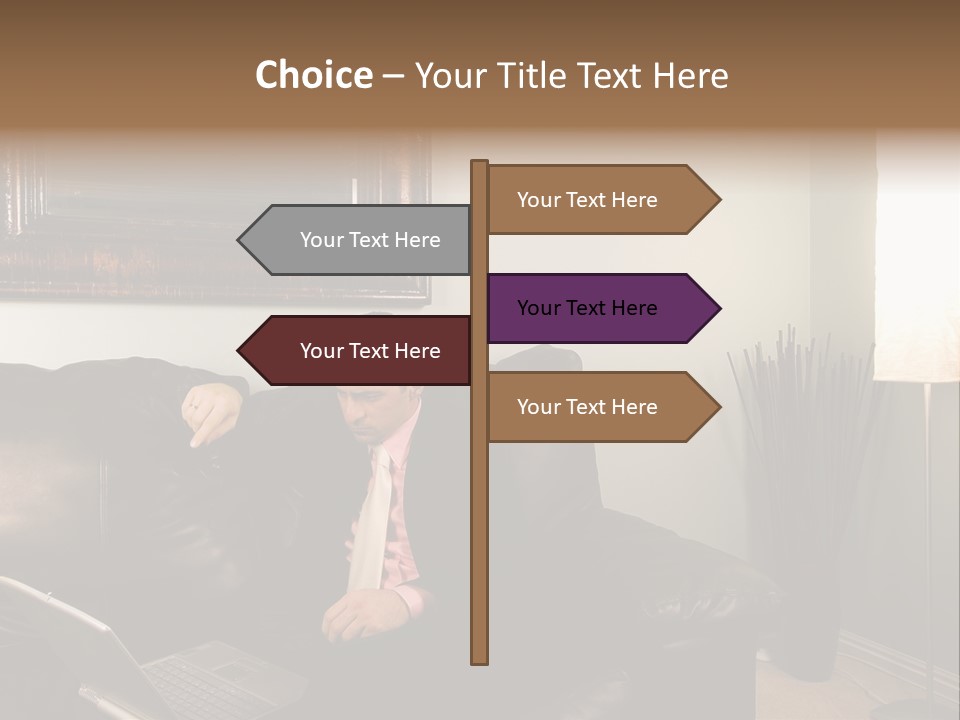 A Man Sitting On A Couch In A Living Room PowerPoint Template