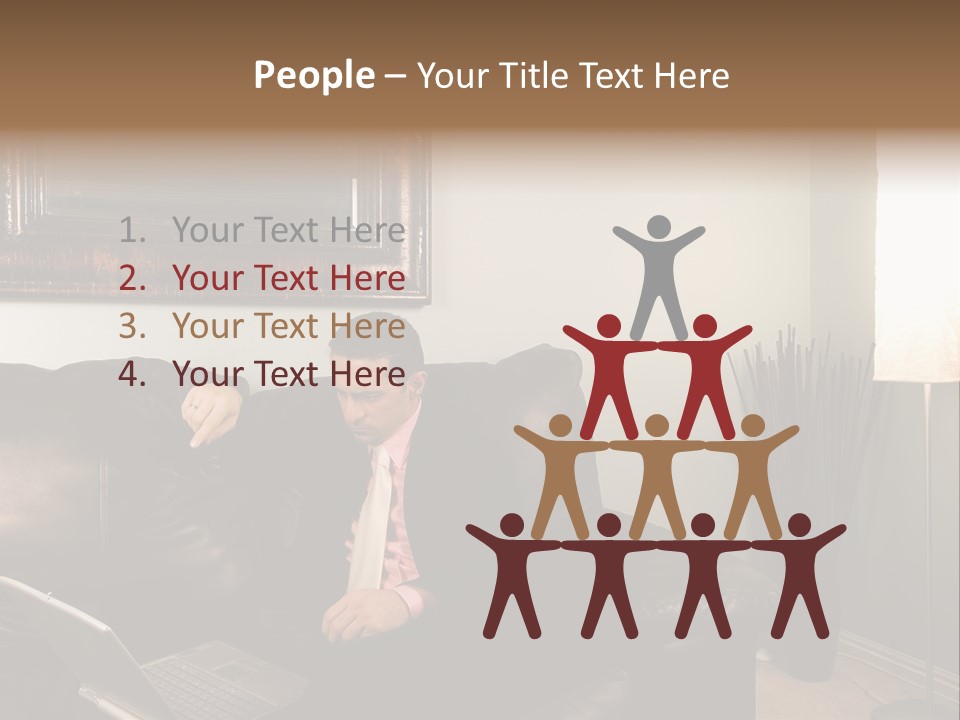 A Man Sitting On A Couch In A Living Room PowerPoint Template