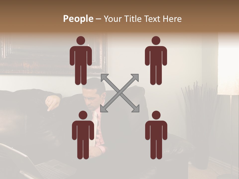 A Man Sitting On A Couch In A Living Room PowerPoint Template