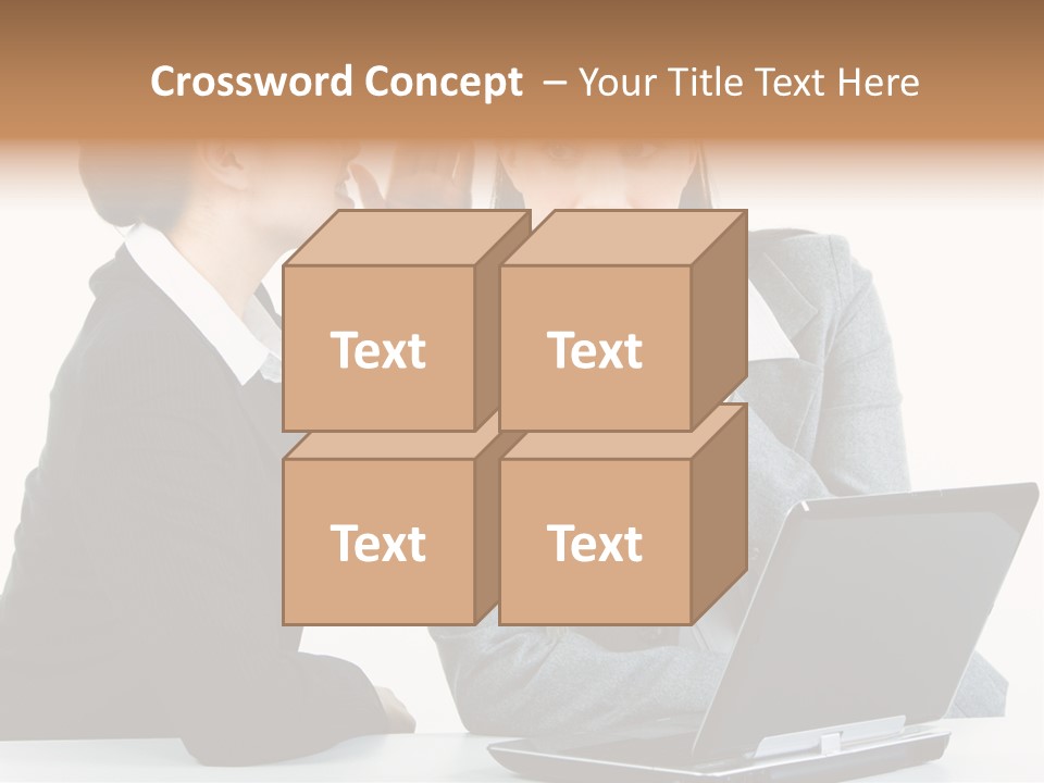 Two Women In Business Attire Look At A Laptop Screen PowerPoint Template