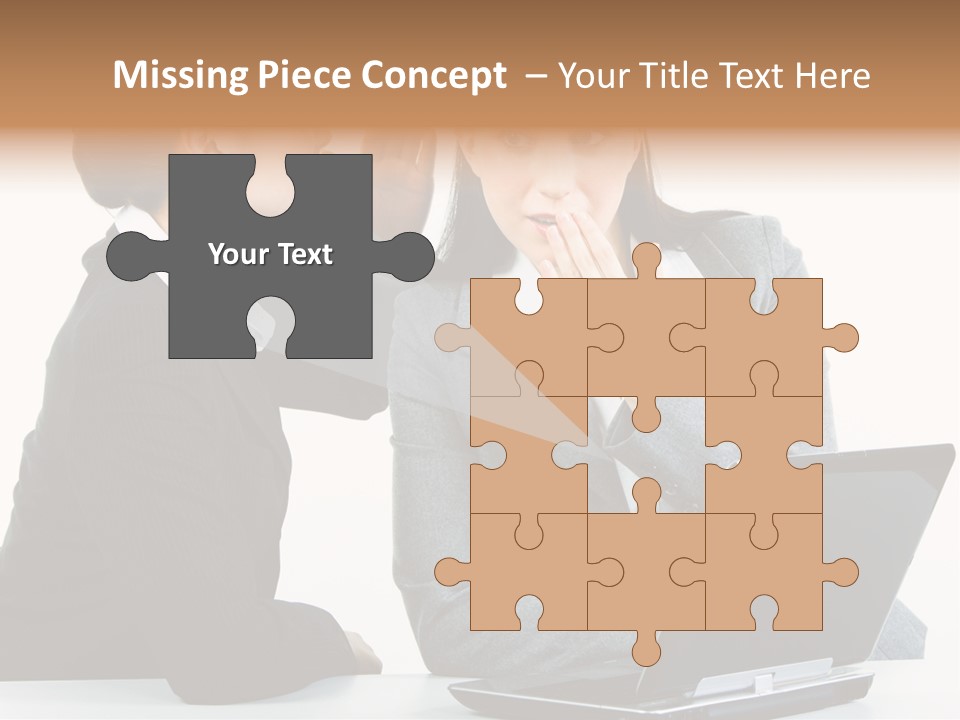 Two Women In Business Attire Look At A Laptop Screen PowerPoint Template