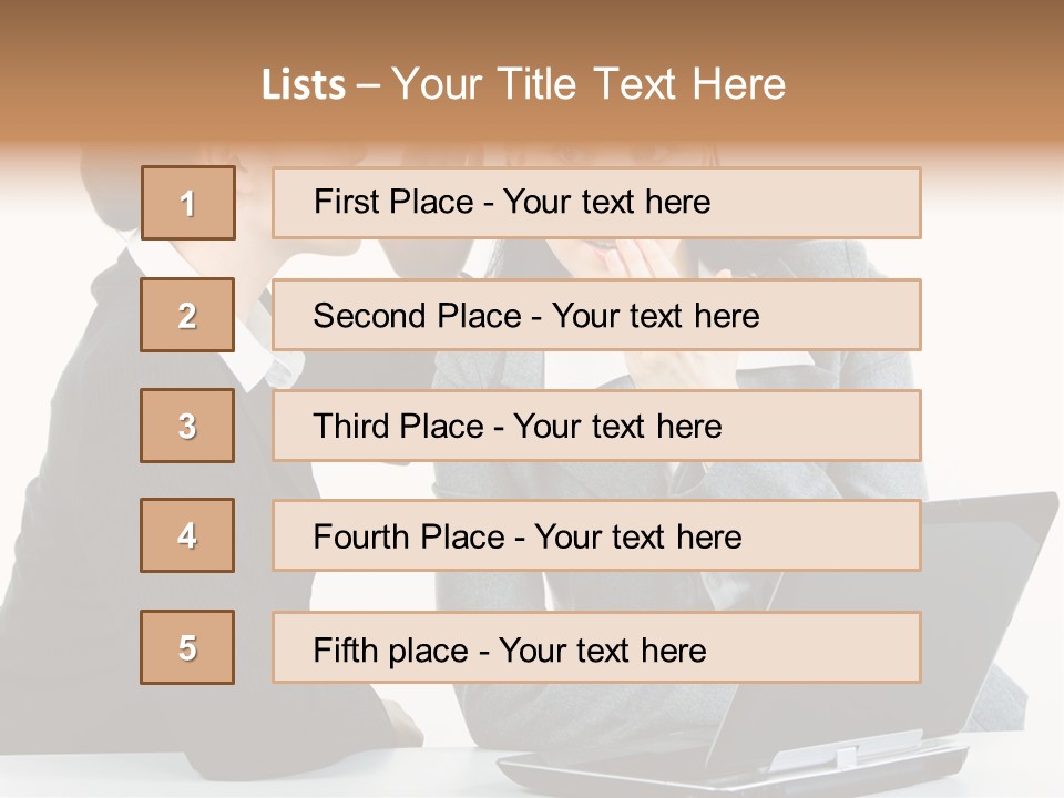 Two Women In Business Attire Look At A Laptop Screen PowerPoint Template