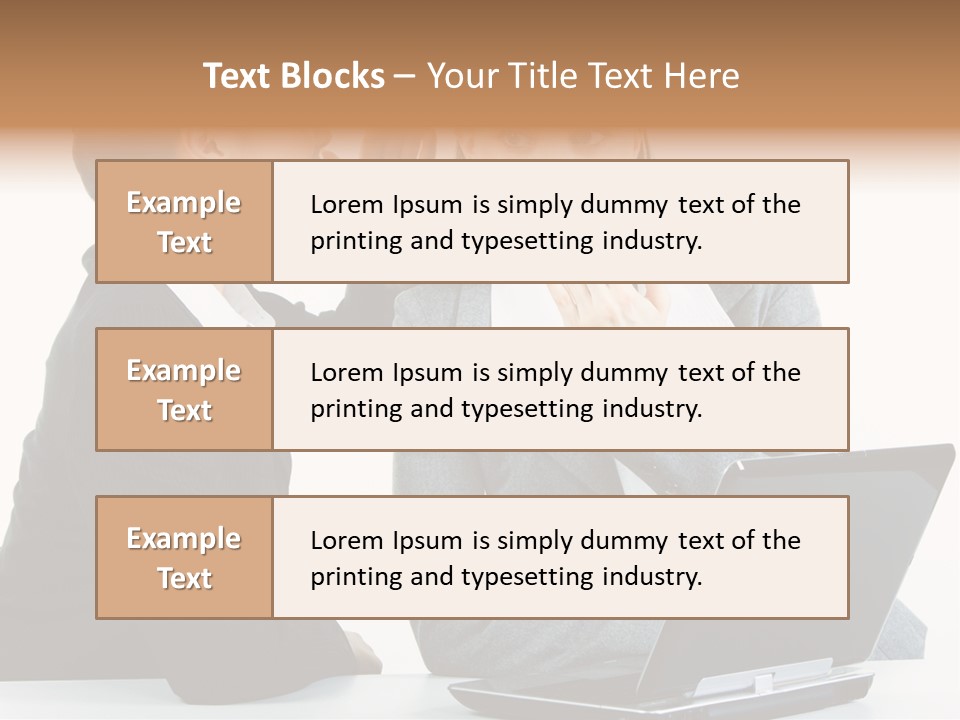 Two Women In Business Attire Look At A Laptop Screen PowerPoint Template