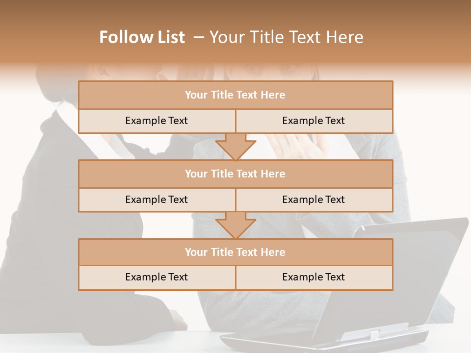 Two Women In Business Attire Look At A Laptop Screen PowerPoint Template