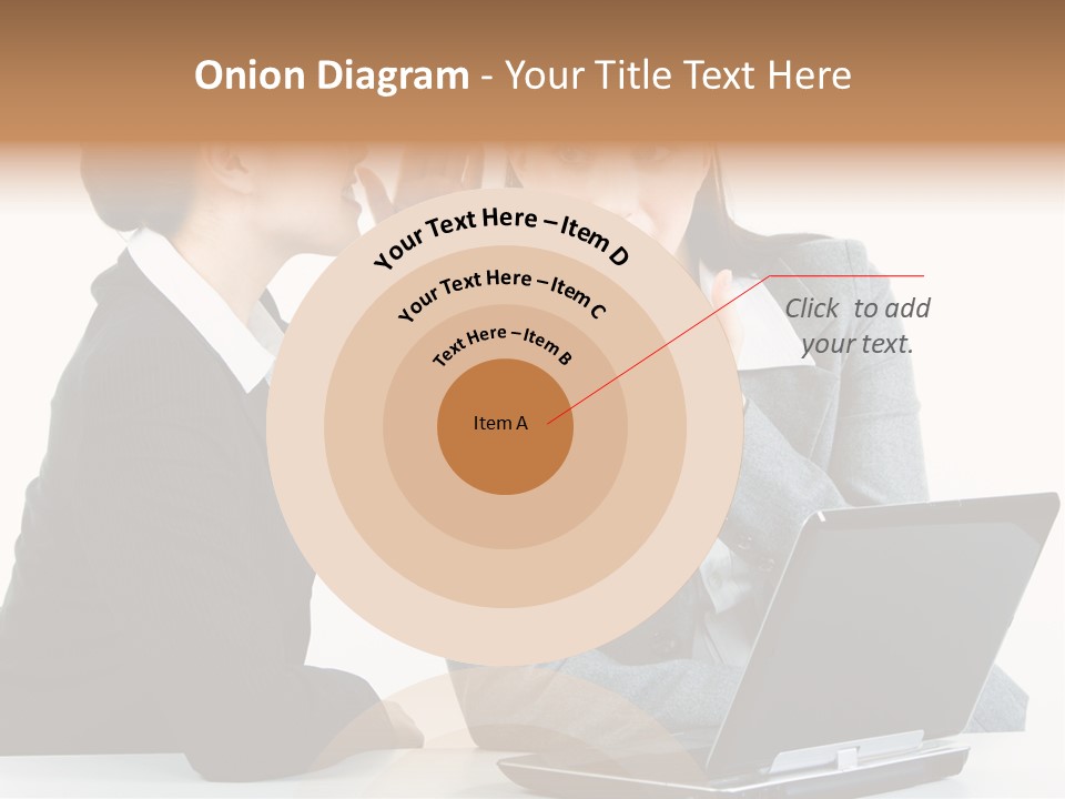 Two Women In Business Attire Look At A Laptop Screen PowerPoint Template