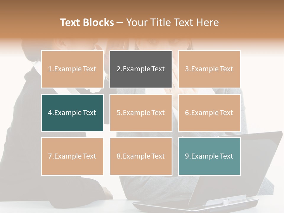 Two Women In Business Attire Look At A Laptop Screen PowerPoint Template