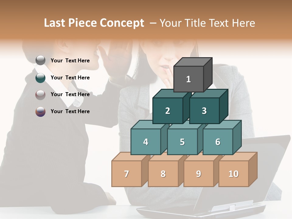 Two Women In Business Attire Look At A Laptop Screen PowerPoint Template