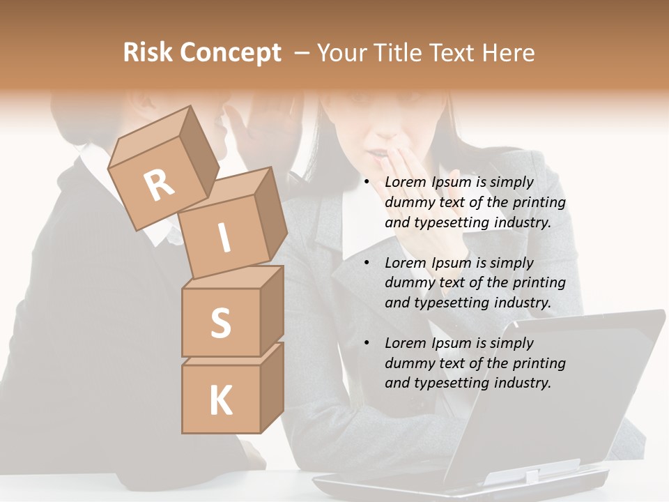 Two Women In Business Attire Look At A Laptop Screen PowerPoint Template