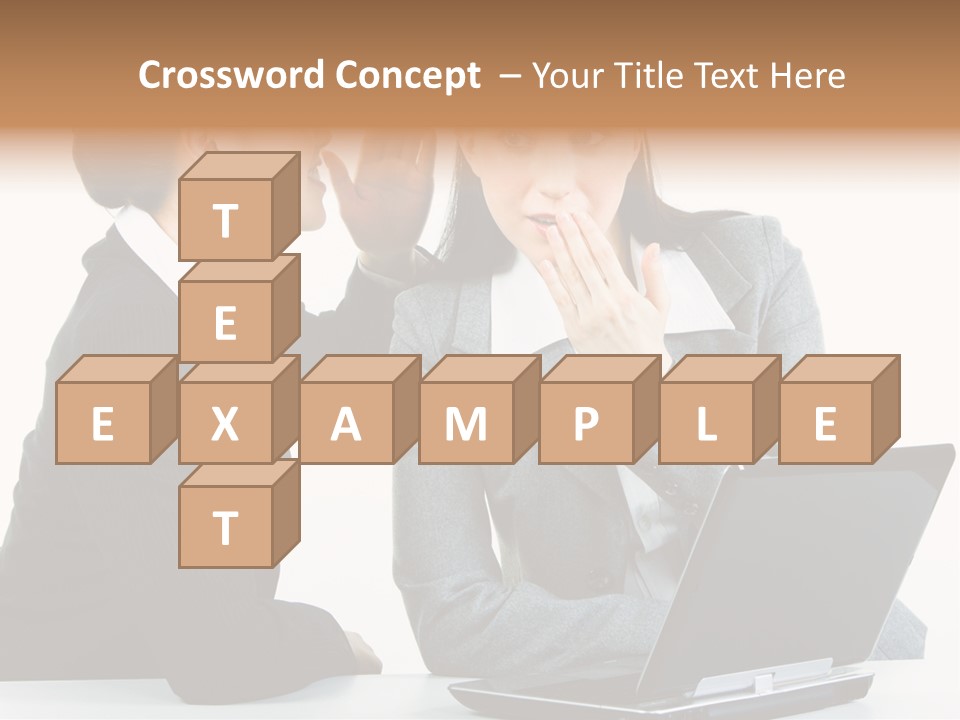 Two Women In Business Attire Look At A Laptop Screen PowerPoint Template