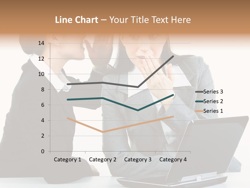 Two Women In Business Attire Look At A Laptop Screen PowerPoint Template