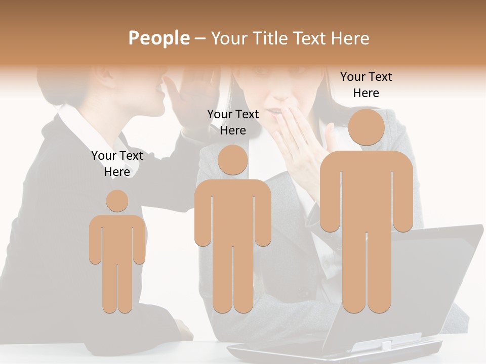 Two Women In Business Attire Look At A Laptop Screen PowerPoint Template