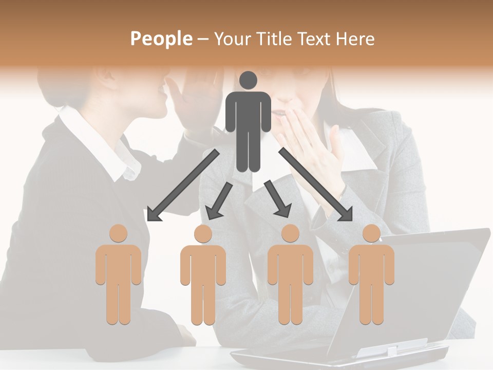 Two Women In Business Attire Look At A Laptop Screen PowerPoint Template