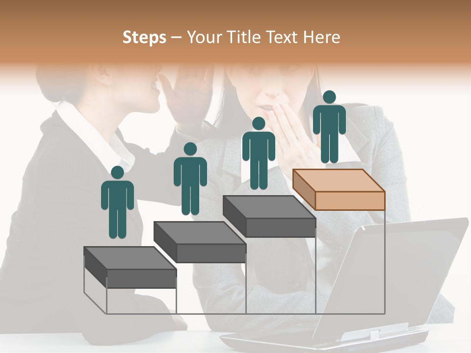 Two Women In Business Attire Look At A Laptop Screen PowerPoint Template