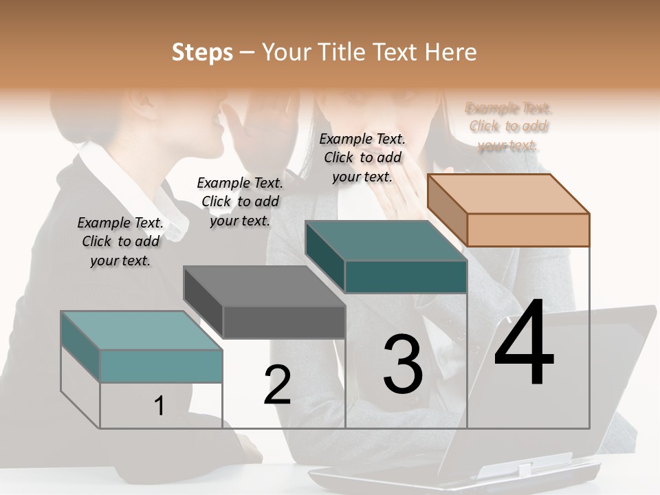 Two Women In Business Attire Look At A Laptop Screen PowerPoint Template