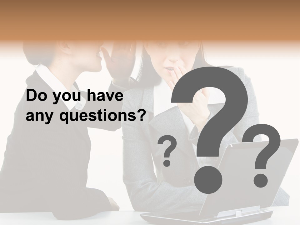 Two Women In Business Attire Look At A Laptop Screen PowerPoint Template