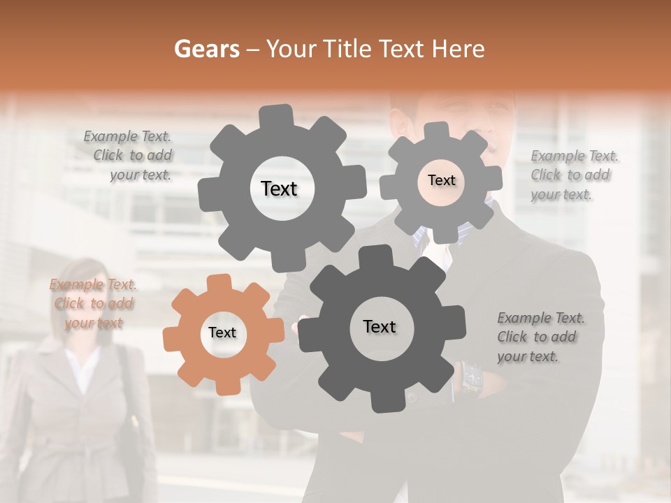 A Man In A Suit Standing With His Arms Crossed PowerPoint Template