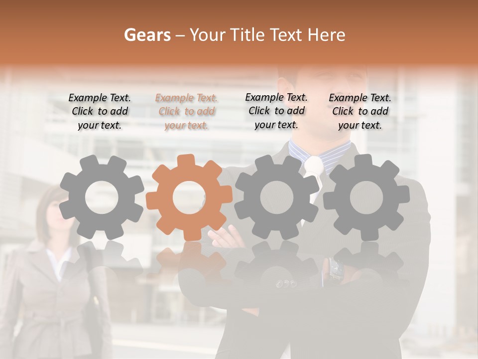 A Man In A Suit Standing With His Arms Crossed PowerPoint Template