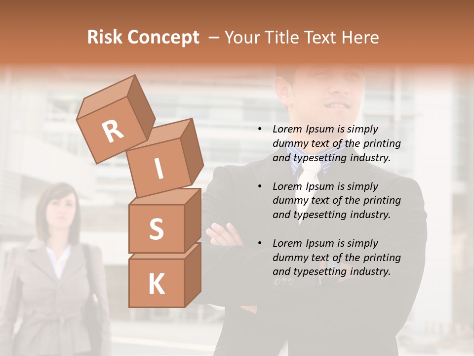 A Man In A Suit Standing With His Arms Crossed PowerPoint Template