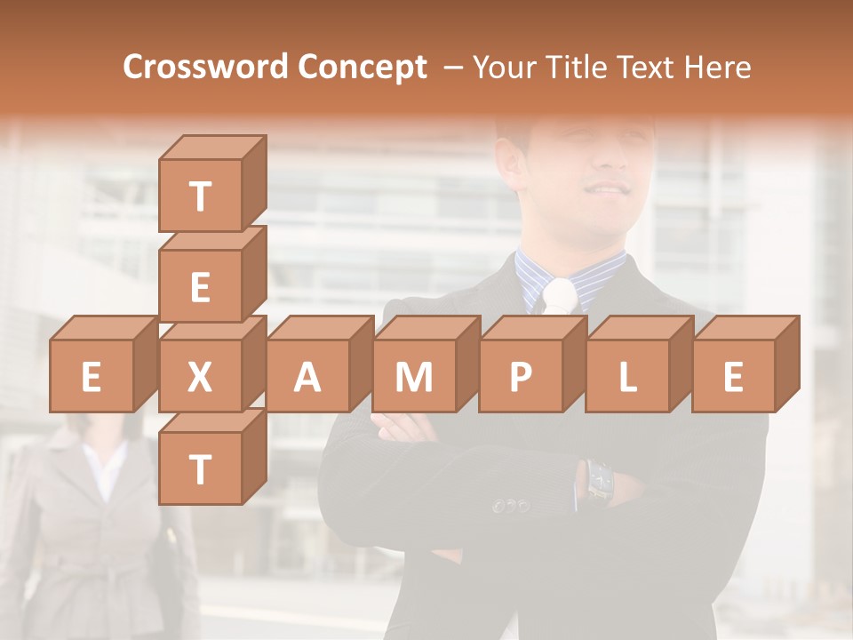 A Man In A Suit Standing With His Arms Crossed PowerPoint Template